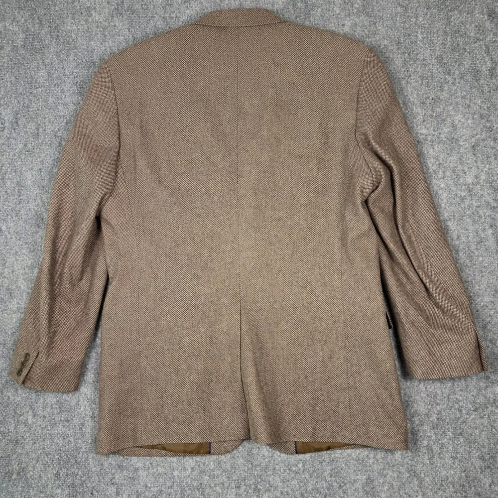 Adolfo Blazer Mens 44L Brown Herringbone Tweed Lambswool Sport Coat‎ Classic Vtg